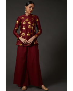 Wine Block Printed Tunic
