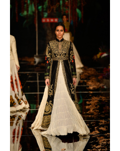 Black Embroidery Front Split Anarkali