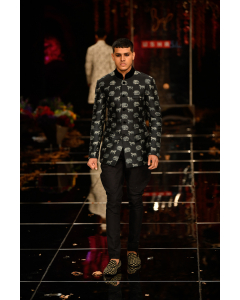 Black Quilted Bandhgala