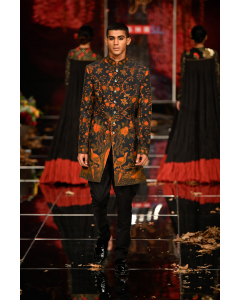 BLACK DIGITAL PRINTED SHERWANI