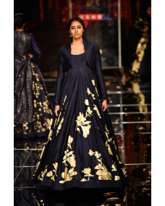 Indigo Blue Foil Print Anarkali (Only Anarkali)