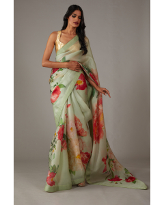 Mint Green Organza Saree