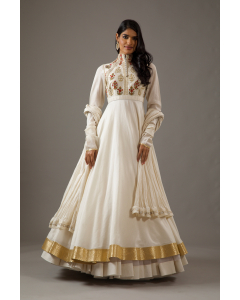 Ivory Chanderi Anarkali Set