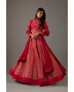 Chanderi Anarkali Set With Embroidery
