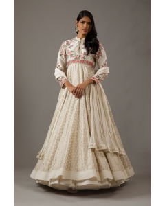 Ivory Chanderi Anarkali Set