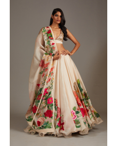 Ivory Organza Lehenga Set