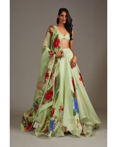 Mint Green Organza Lehenga Set