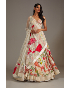 Ivory Organza Lehenga Set