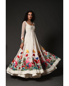 Ivory Anarkali Set With Embroidery