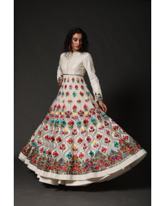 Women's Ivory Embroidered Anarkali Set