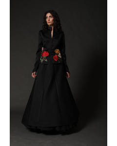Black Silk Velvet Embroidered Jacket