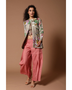 Pewter & Blush Pink Flared Pant Set