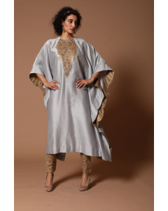 Ice Grey Embroidered Kaftan Set