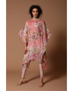 Rose Pink Printed Kaftan Set