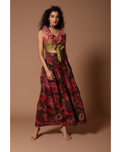 Rose Floral Printed Skirt Set