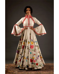 Women's Ivory Embroidered Anarkali Set