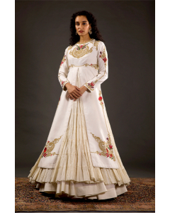Ivory Embroidered Anarkali Set
