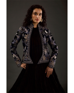 Women's Indigo Embroidered Short Jacket
