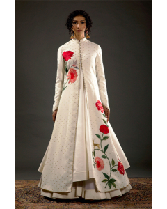 Ivory Embroidered Long Jacket