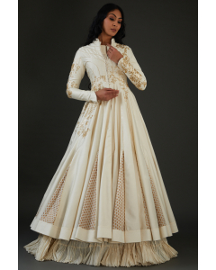 Ivory Embroidered Long Jacket