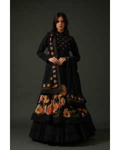 Black Printed Anarkali Set