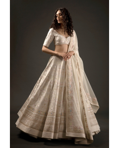 Women's Ivory Embroidered Lehenga Set