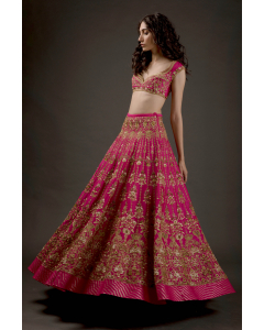 Women's Fuchsia Embroidered Lehenga Set