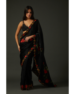 Embroidered Black Saree