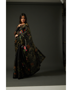 Black Digital Printed Saree