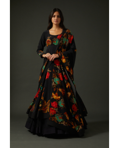 Women Black Anarkali Set