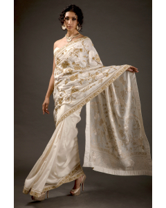 Ivory Embroidered Saree