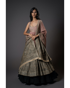 Digital Printed Hand Embroidery Anarkali Set