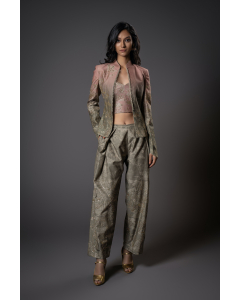 Digital Printed Hand Embroidery Jacket Set