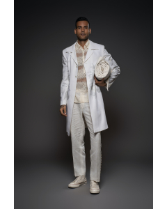 Printed Matka Silk Long Jacket