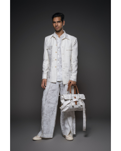 Printed Matka Silk Jacket