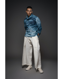 Printed Heavy Voil Cowl Shirt