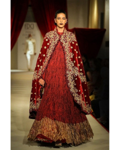 Wine Embroidered Cape