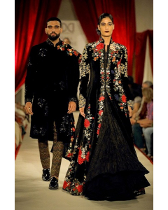 Black Embroidered Long Jacket