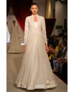 Ivory Embroidered Long Jacket