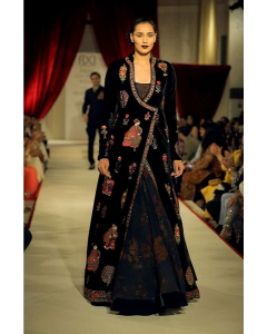 Black Embroidered Long Jacket