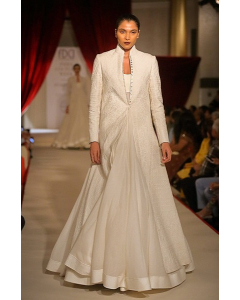 Ivory Embroidered Long Jacket