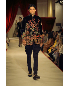 Black Hand Embroidered Bandhgala