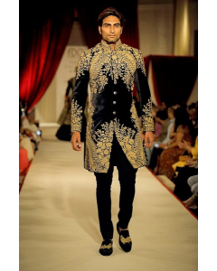 Indigo Dori Embroidered Sherwani