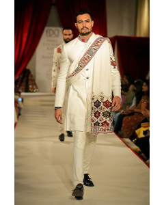 Ivory Embroidered Sherwani