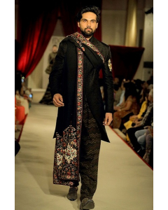 Black Hand Embroidered Sherwani