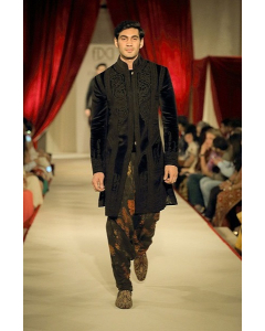 Black Dori Embroidered Sherwani