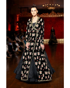 Black Overlap Embroidered Jacket