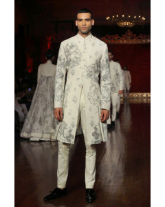 Ivory Printed Sherwani (Only Sherwani)