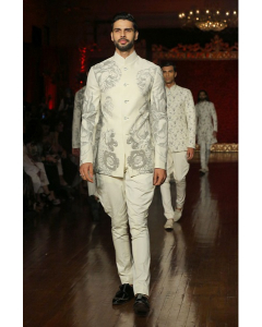 Ivory Printed Bandhgala