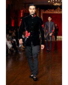 Black Embroidered Bandhgala
